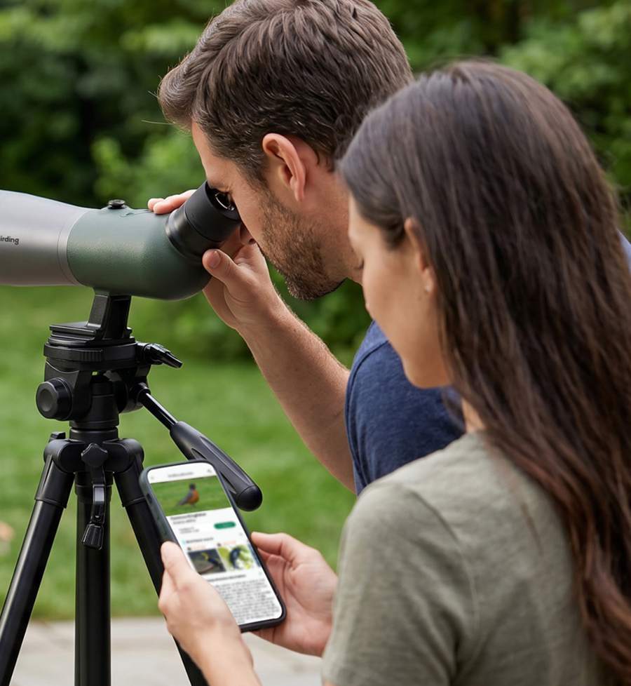 Phone and birding observation example